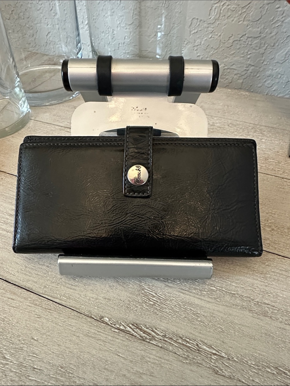 Coach Black Leather Snap-Closure checkbook by Wallet